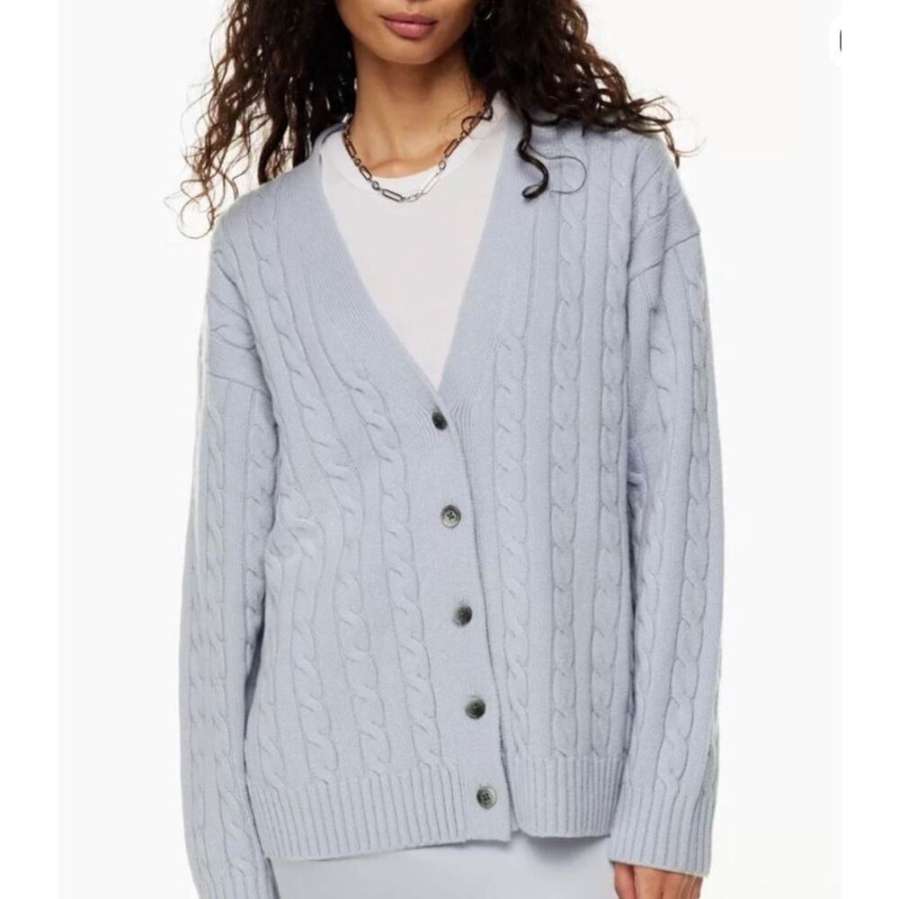 Aritzia Sunday best cable knit button up cardigan gray s